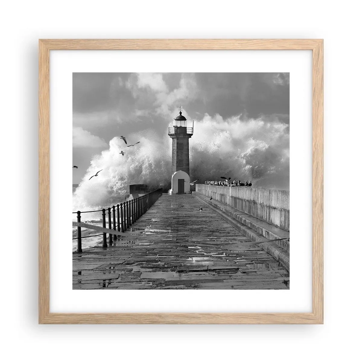 Poster în ramă de stejar deschis - Fără frică - 40x40 cm