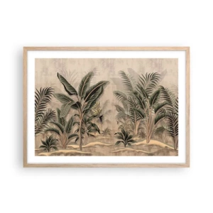 Poster în ramă de stejar deschis - Gravură în stil colonial - 70x50 cm