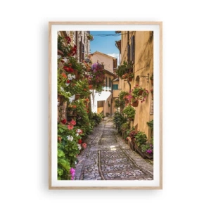 Poster în ramă de stejar deschis - Străduță italiană - 61x91 cm