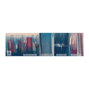 Mostră tapet autocolant Deluxe Sticker - Compoziție verticală în albastru și roșu - Bucată, Abstracția, A picta - 100x30 cm
