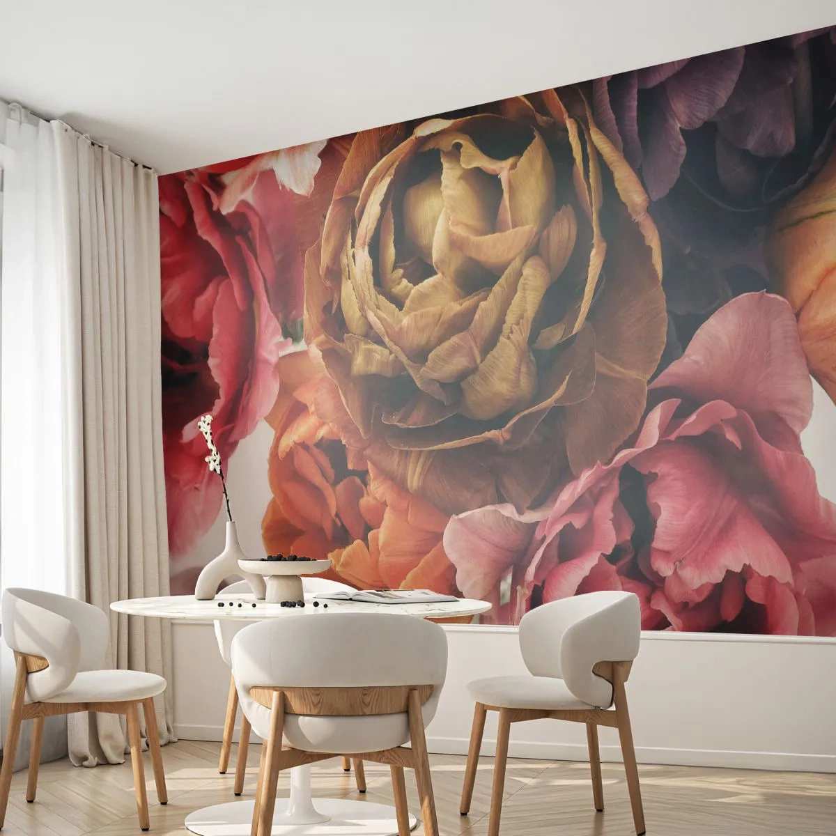 Tapet Premium Canvas - Sărbătorirea vieții - Buchet de flori, Flori, Bujor - 500x350 cm