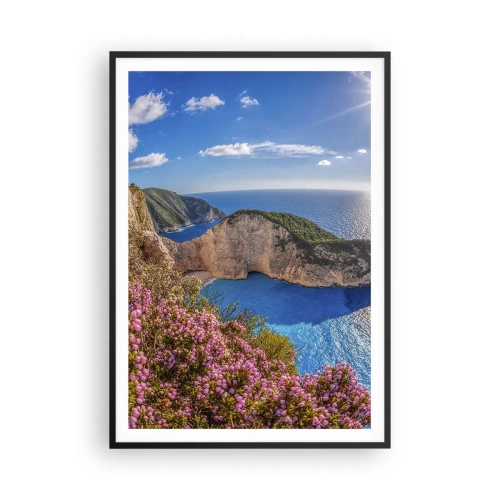 Poster în ramă neagră - Marea mea vacanță grecească - 70x100 cm