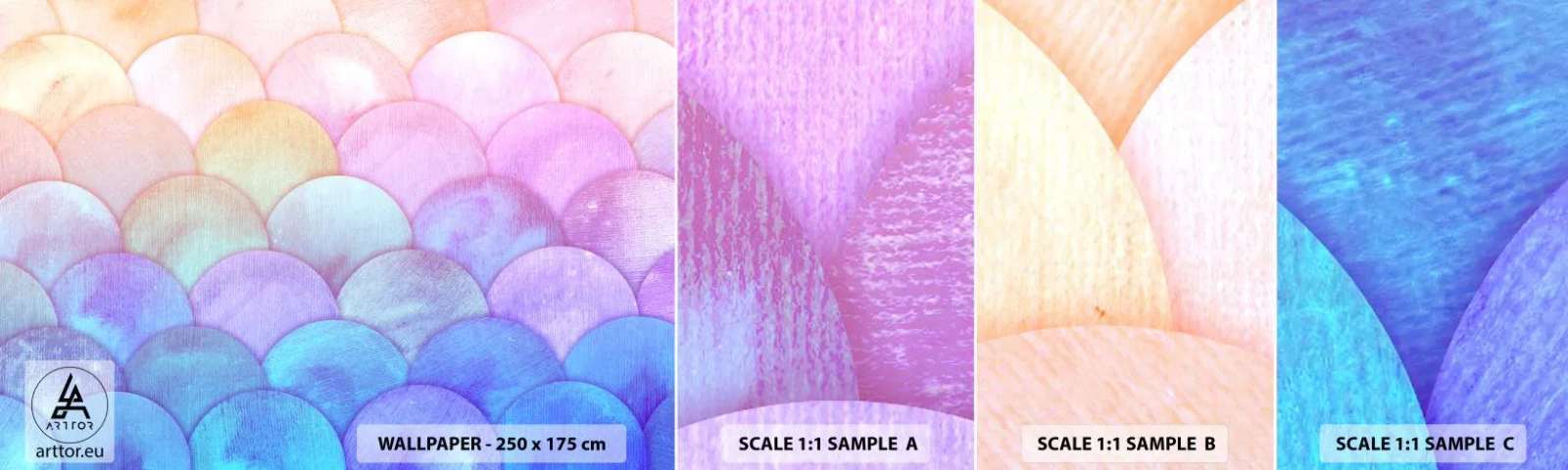 Mostră tapet autocolant Deluxe Sticker - Coajă de perlă - Pastel, Bule, Cântare - 100x30 cm