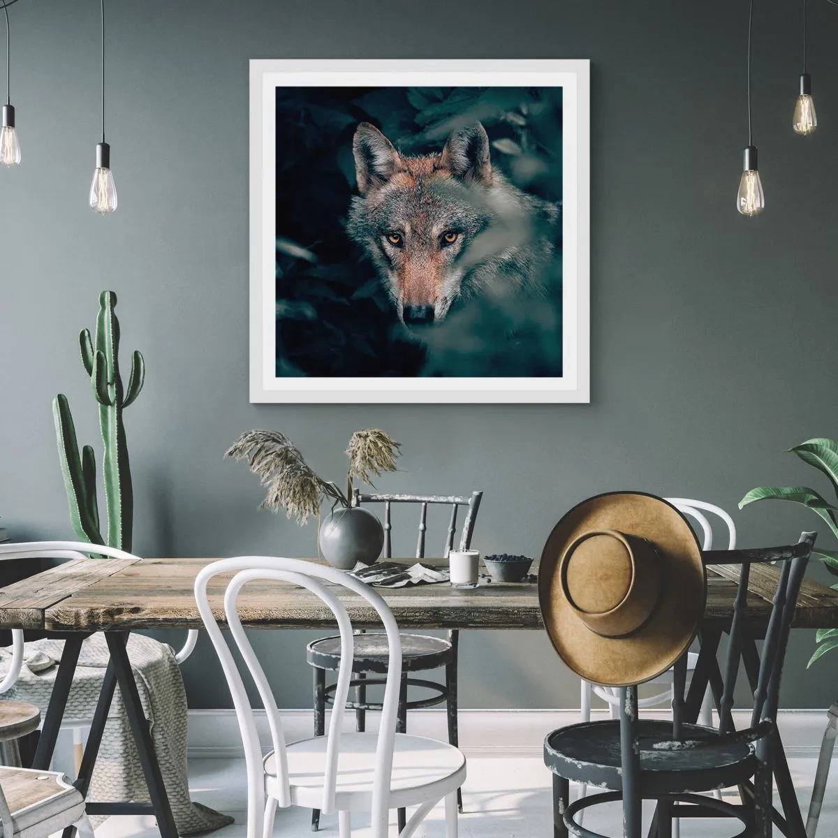 Poster în ramă albă - Vânător - 60x60 cm