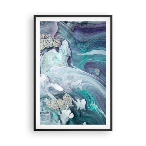 Poster în ramă neagră - Râuri de albastru - 61x91 cm