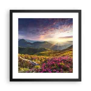 Poster în ramă neagră - Prospețimea unei dimineți de munte - 40x40 cm