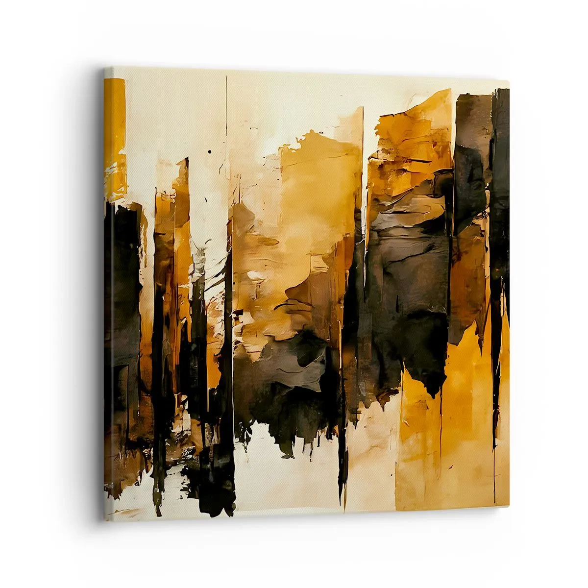 Tablou pe pânză - Armonie de negru și auriu - 30x30 cm