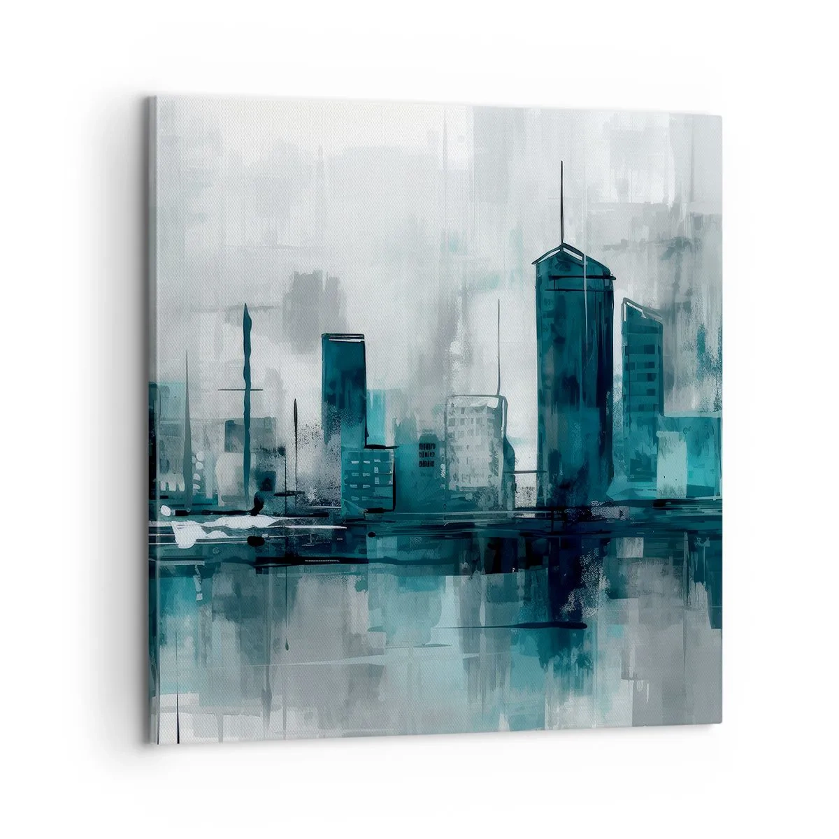 Tablou pe pânză - Un oraș de culoarea ploii - 60x60 cm