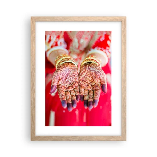 Poster în ramă de stejar deschis - Gata să prindă fericirea - 30x40 cm