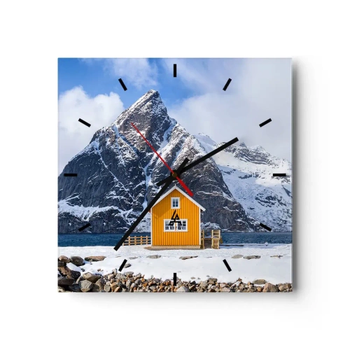 Ceas de perete - Ceas pe sticlă - Vacanță scandinavă - 30x30 cm