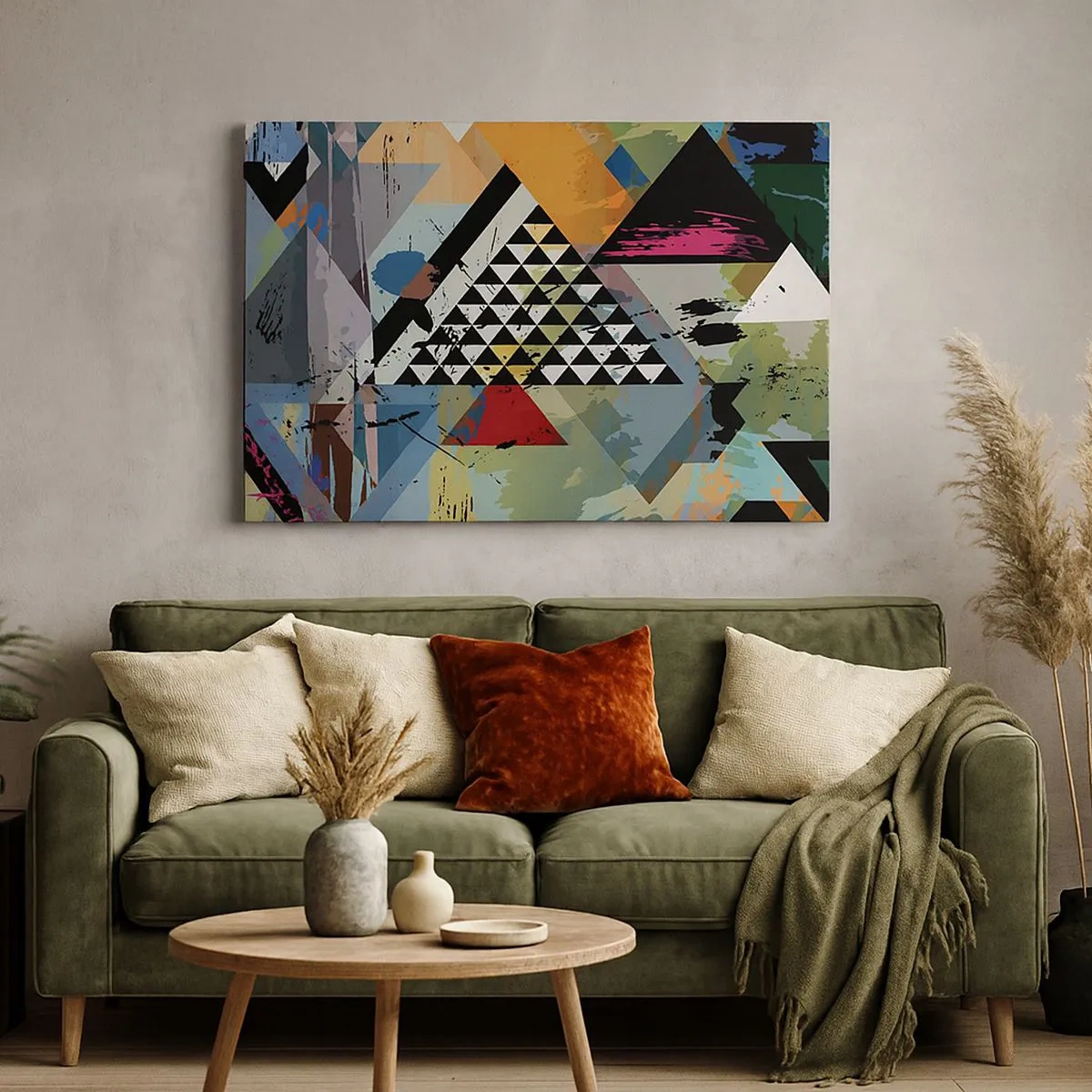 Tablou pe pânză Canvas - O compoziție abstractă de forme geometrice și culori. - 70x50cm - Cât de simplu - Decorațiune modernă pentru perete pentru living și dormitor ARTTOR
