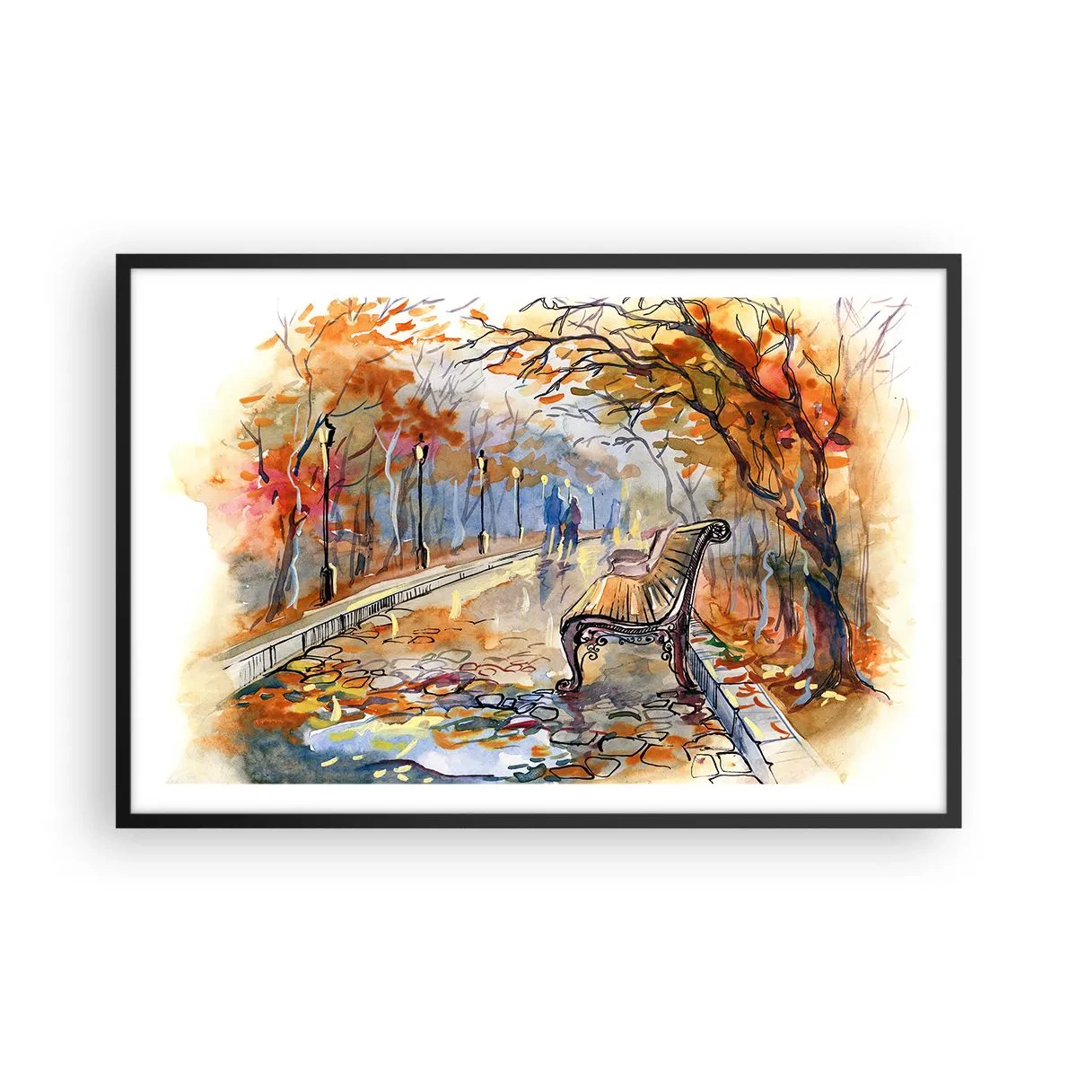 Poster în ramă neagră - Pășim împreună în toamnă - 91x61 cm
