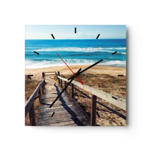 Ceas de perete - Ceas pe sticlă - Aleargă! - 30x30 cm