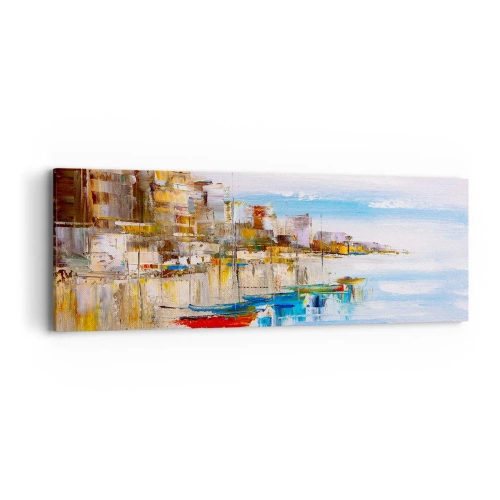 Tablou pe pânză - Port urban multicolor - 90x30 cm