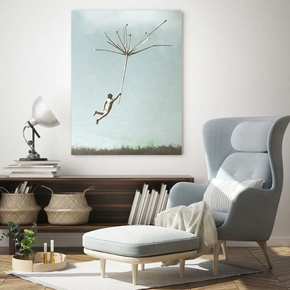 Tablou pe sticlă - Zmeuri, suflante, vânt - 50x70 cm