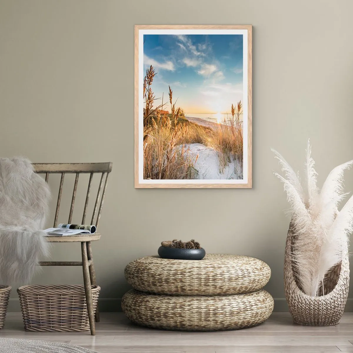 Poster în ramă de stejar deschis - Plaja de nord - 61x91 cm