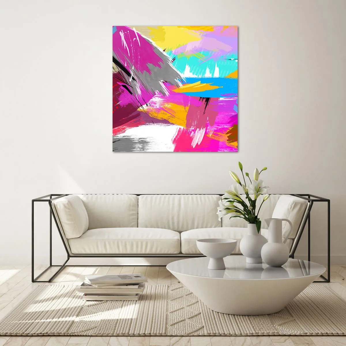 Tablou pe sticlă - Mâzgălituri cu pensula - 50x50 cm