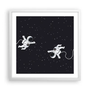 Poster în ramă albă - Dansul spațial - 50x50 cm