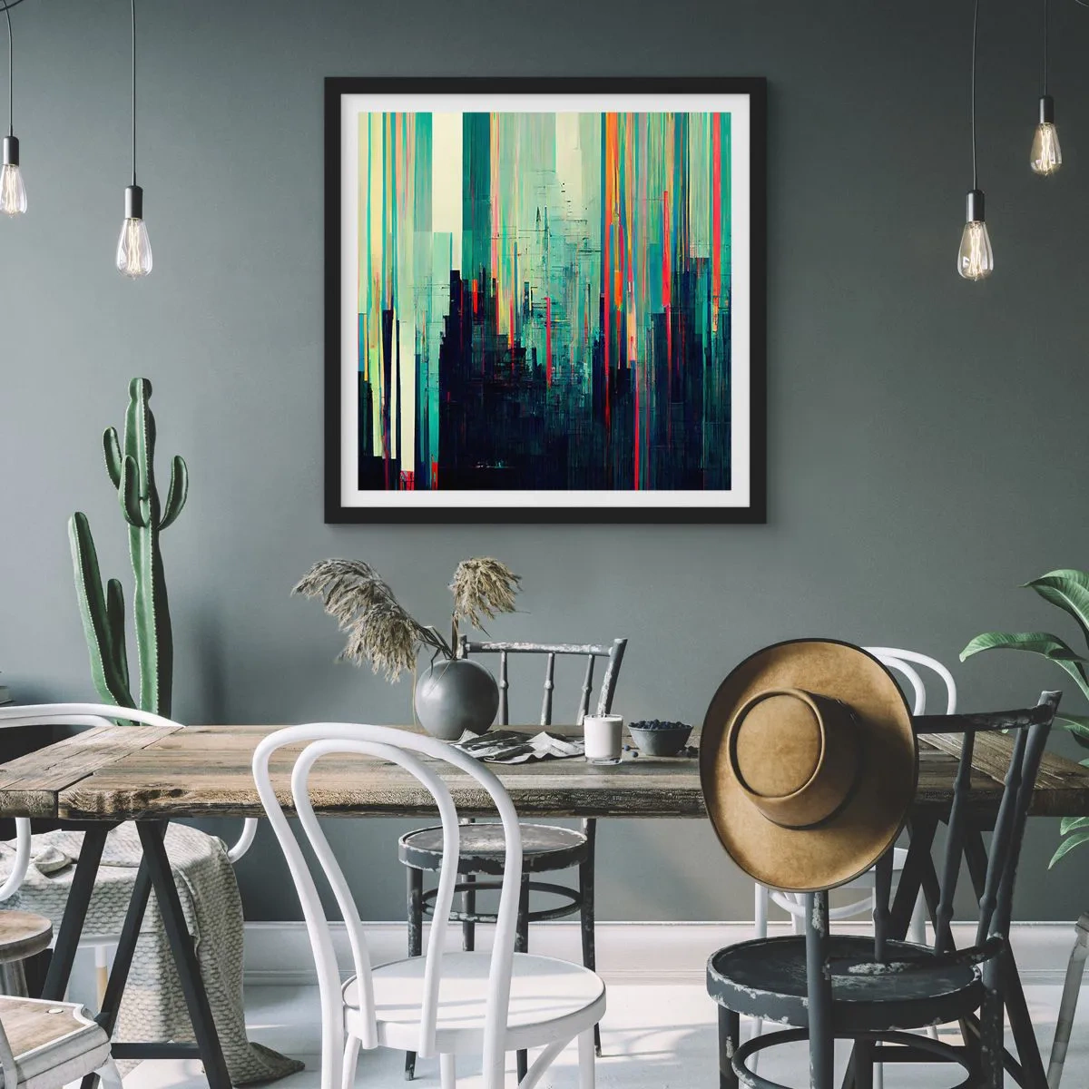 Poster în ramă neagră - Oraș futurist - 60x60 cm