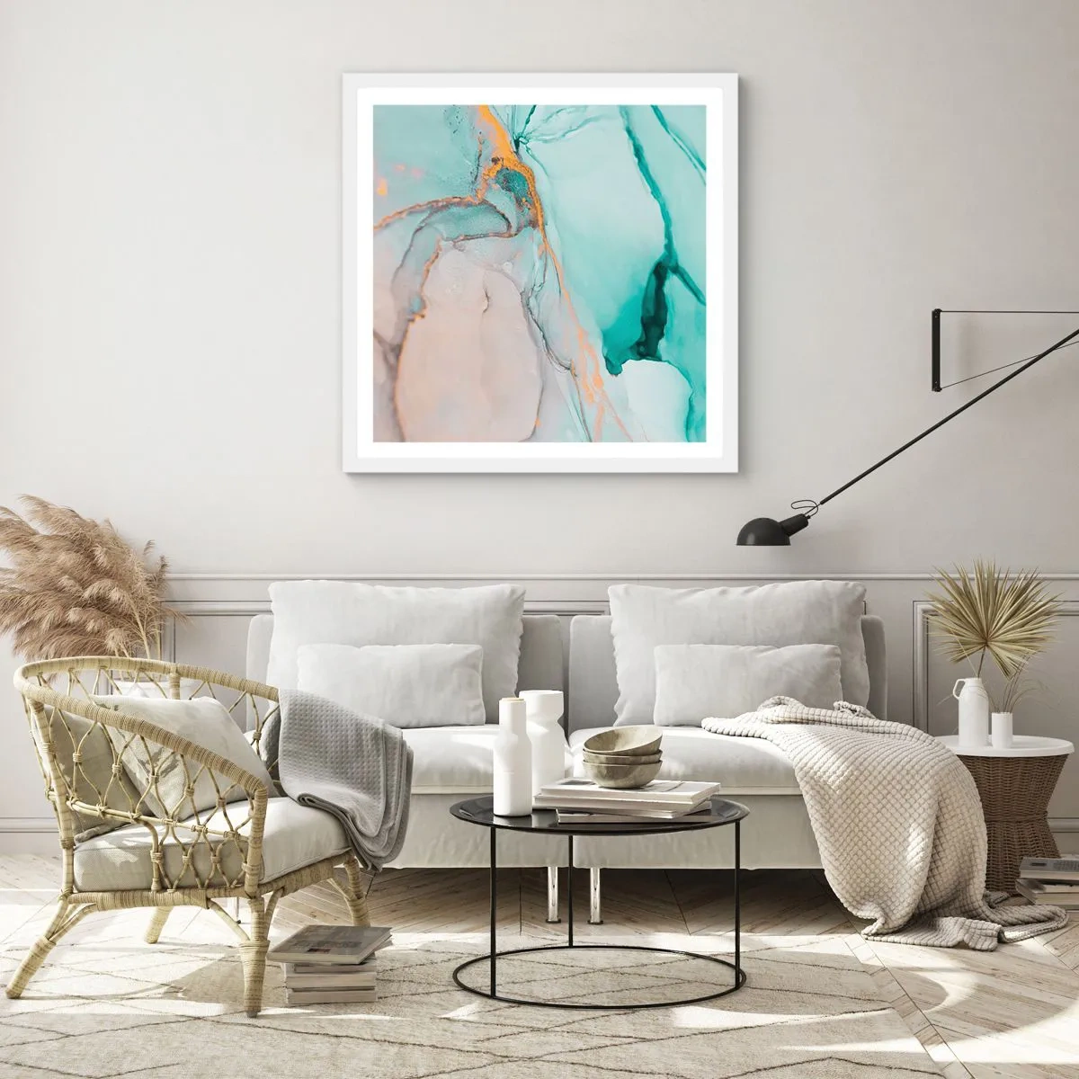 Poster în ramă albă - Dansul formelor și al culorilor - 60x60 cm