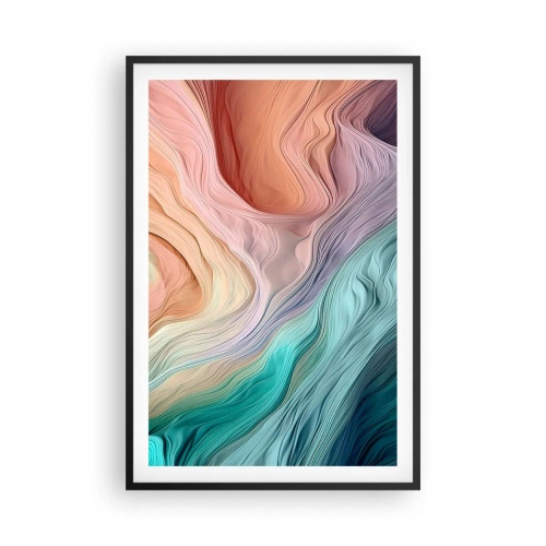 Poster în ramă neagră - Valul curcubeu - 61x91 cm