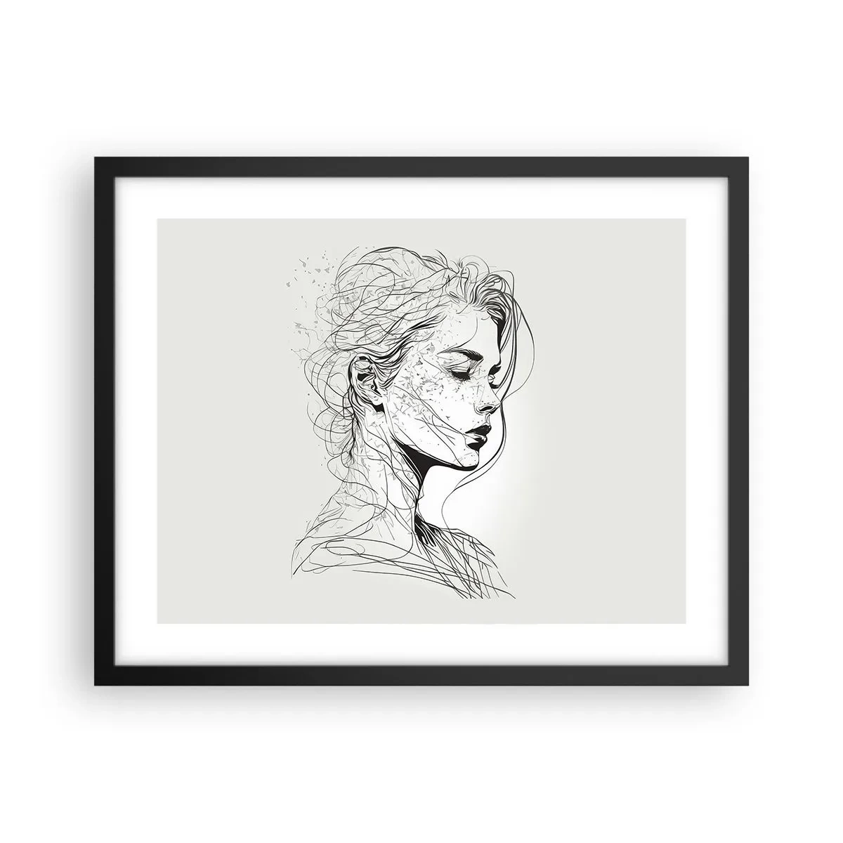 Poster în ramă neagră - Desenată cu linii - 50x40 cm