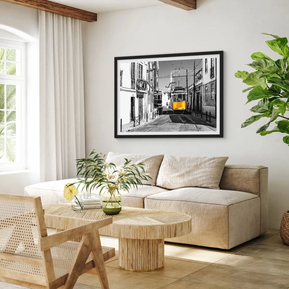 Poster în ramă neagră - Spiritul Lisabonei - 70x50 cm