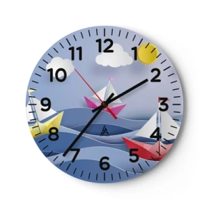 Ceas de perete - Ceas pe sticlă - Ah, ce plăcut e să te legeni printre valuri - 30x30 cm