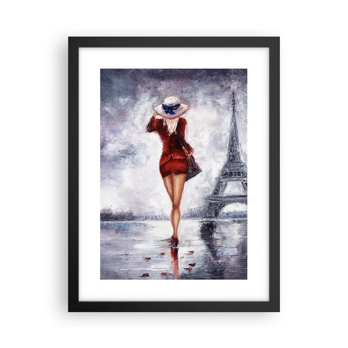 Poster în ramă neagră - Simboluri pariziene - 30x40 cm