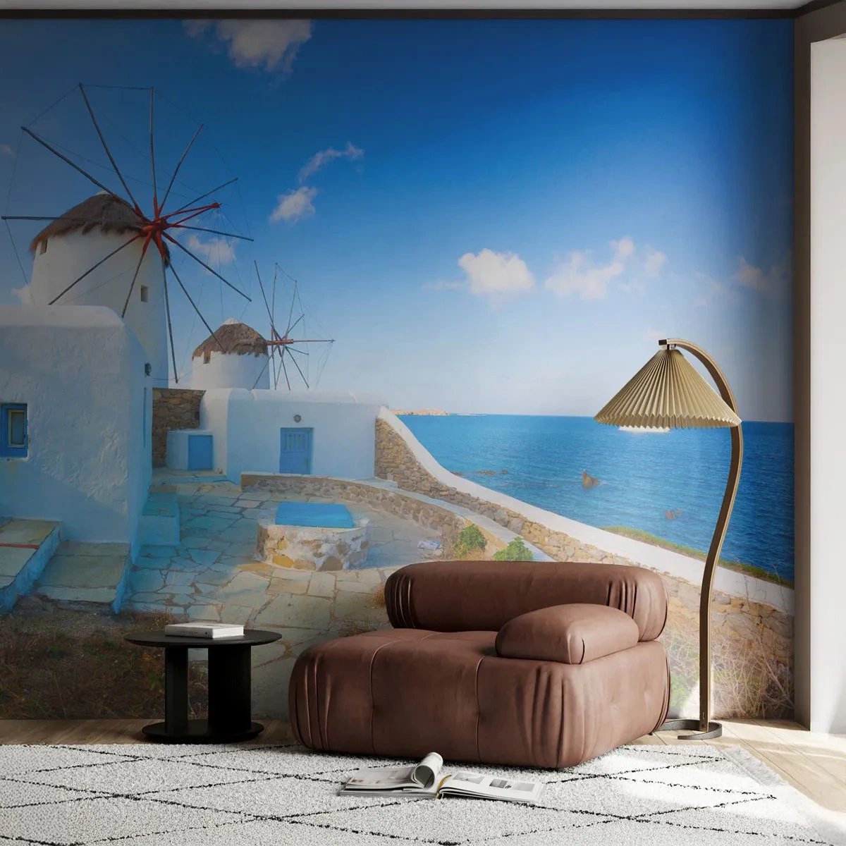 Tapet Premium Canvas - Vânt albastru dinspre mare - Arhitectură, Peisaj, Grecia - 250x175 cm