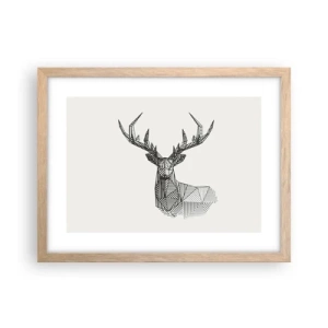 Poster în ramă de stejar deschis - Cerb în stil cubist - 40x30 cm