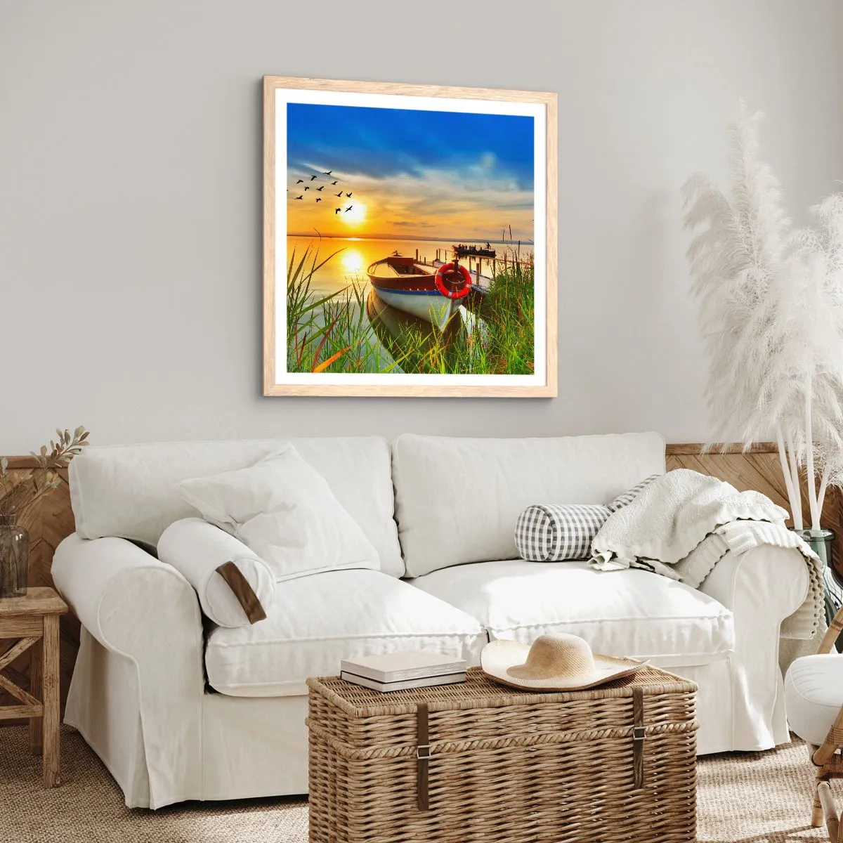 Poster în ramă de stejar deschis - Cormoranii pleacă deja - 30x30 cm