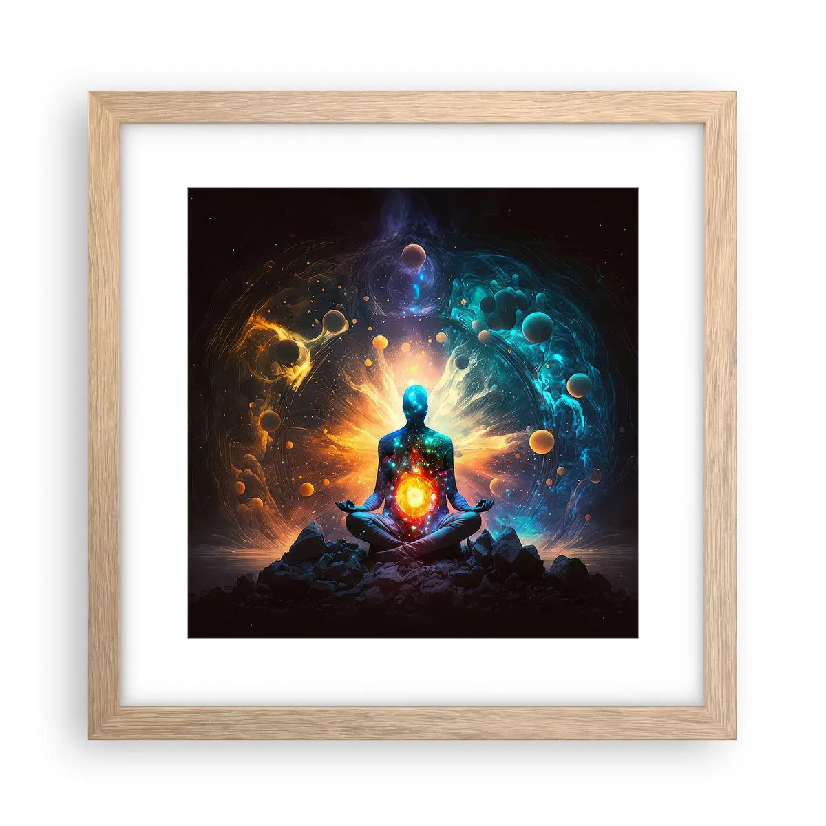 Poster în ramă de stejar deschis - Liniște cosmică - 30x30 cm