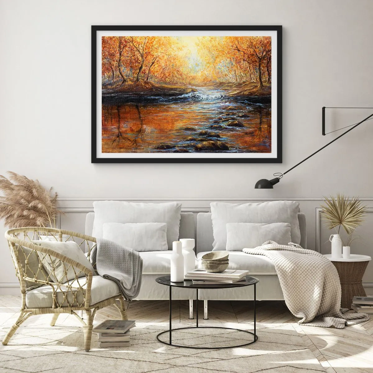Poster în ramă neagră - Pârâul de aur - 70x50 cm