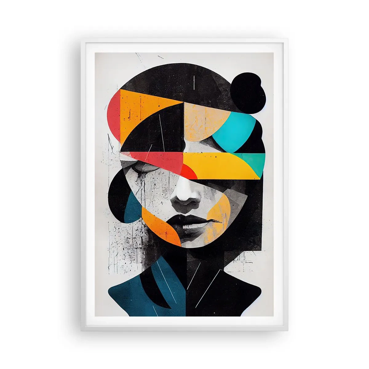 Poster în ramă albă - Portret intern multicolor - 70x100 cm