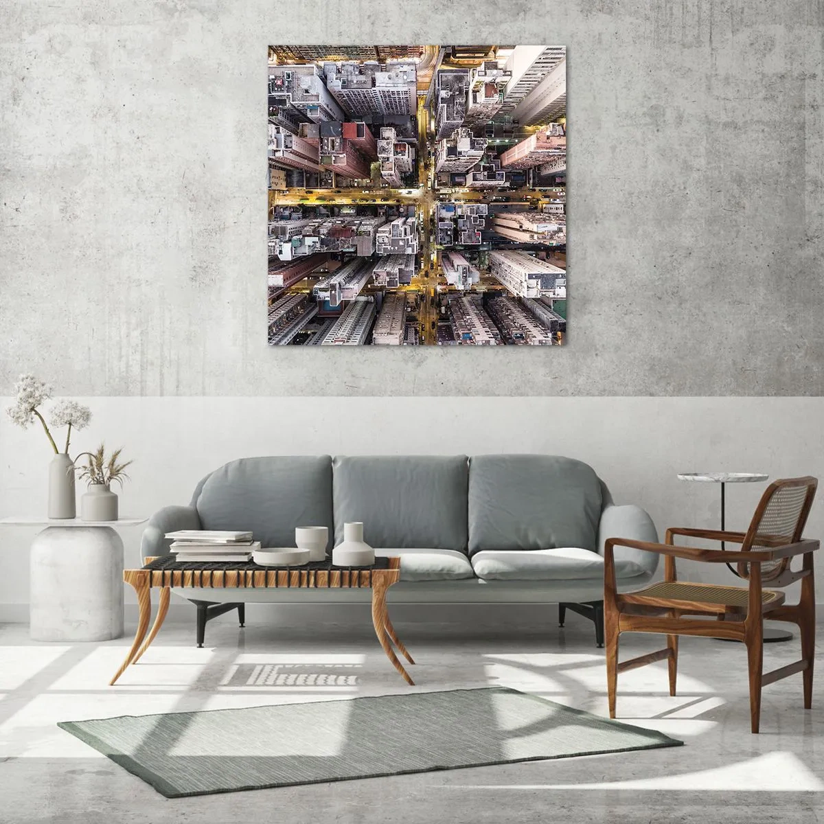 Tablou pe sticlă - Salutări din Hongkong - 40x40 cm