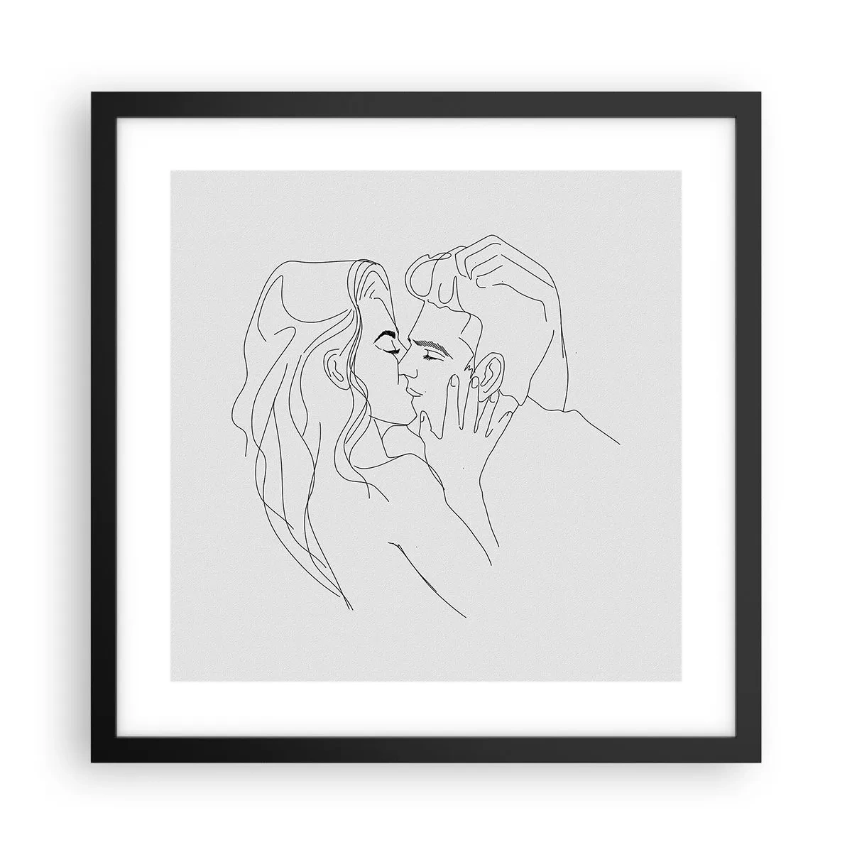 Poster în ramă neagră - Cu aceeași linie - 40x40 cm