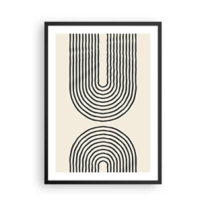 Poster în ramă neagră - Un model abstract cu linii care formează arce simetrice într-un stil minimalist. - 50x70cm - În curând... - Decorațiune modernă pentru perete pentru living și dormitor ARTTOR