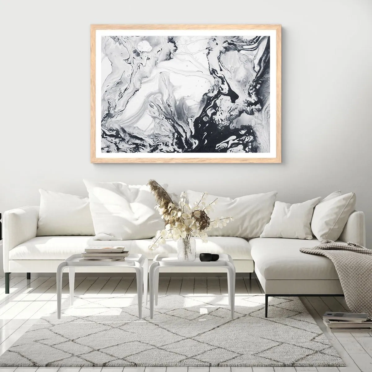 Poster în ramă de stejar deschis - Interiorul Pământului - 100x70 cm