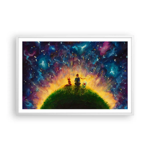 Poster în ramă albă - Dragoste și prietenie - întreaga lume - 91x61 cm