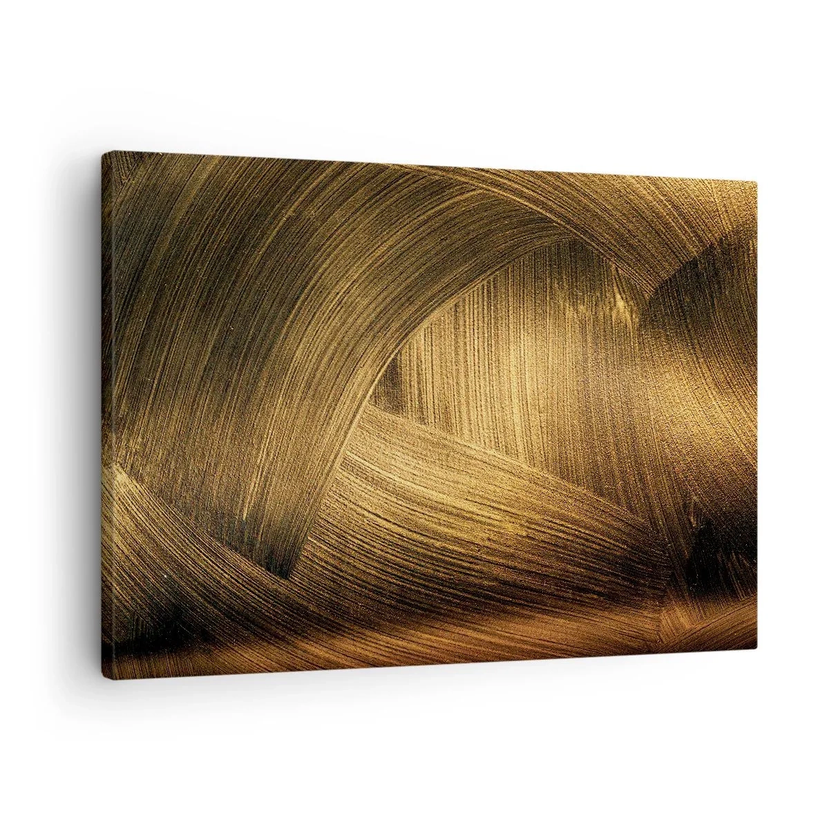 Tablou pe pânză Canvas - Tușe de pensulă abstracte aurii - 70x50cm - Într-un labirint de aur - Decorațiune modernă pentru perete pentru living și dormitor ARTTOR