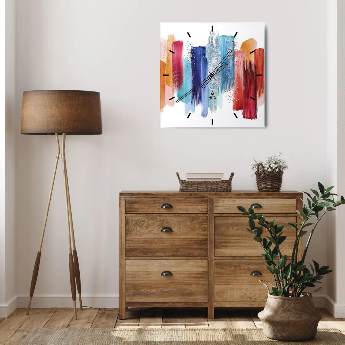 Ceas de perete - Ceas pe sticlă - Sus și jos - 30x30 cm