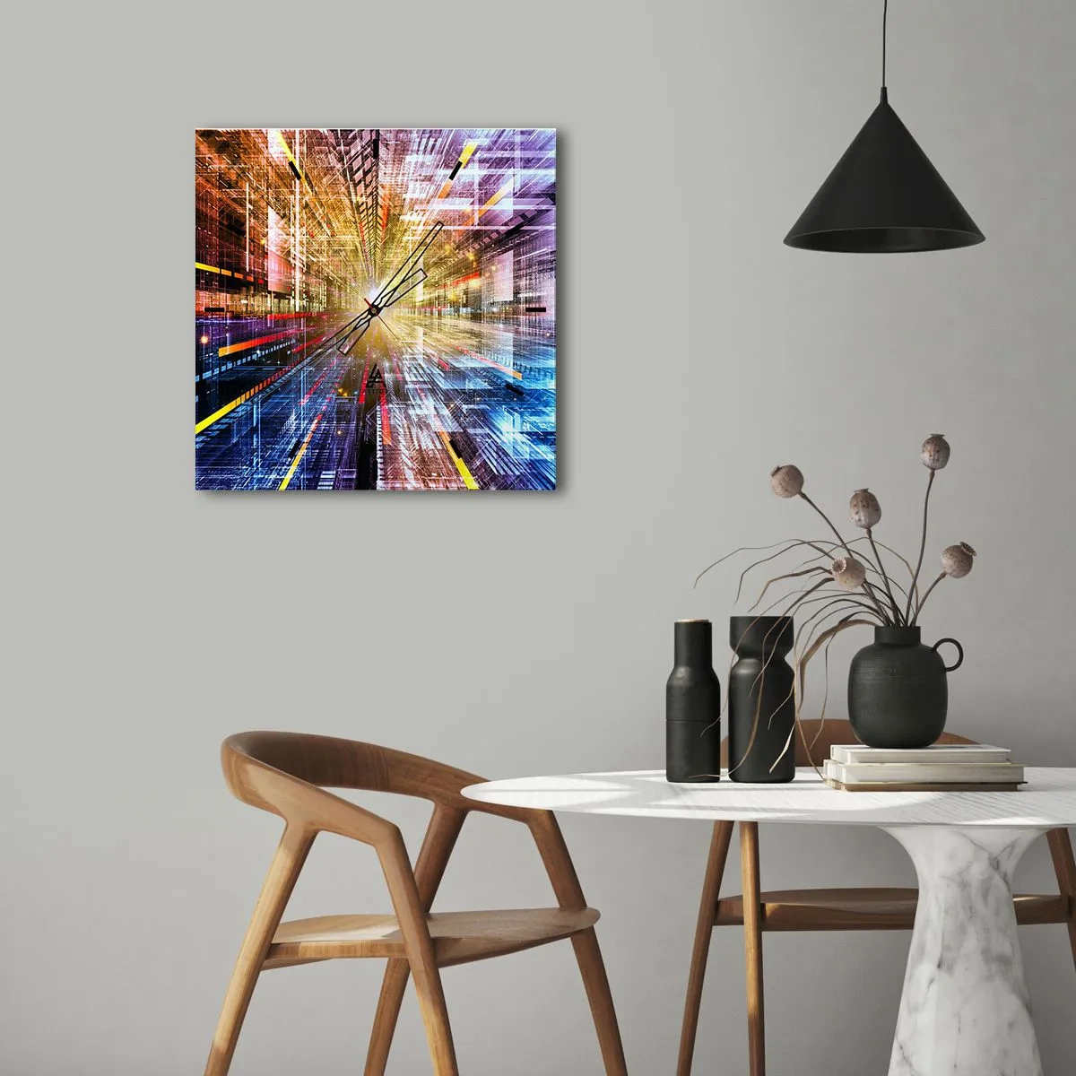 Ceas de perete - Ceas pe sticlă - Coridor luminos - 40x40 cm