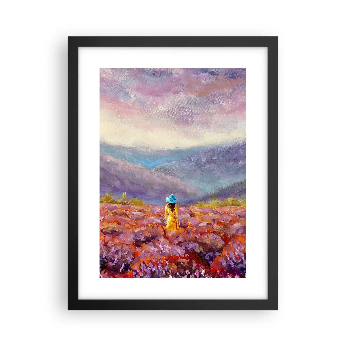 Poster în ramă neagră - Într-o lume de lavandă - 30x40 cm