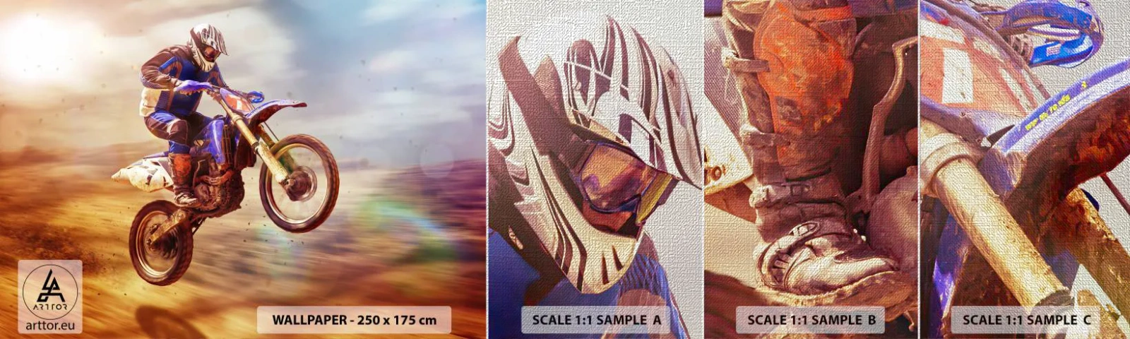 Mostră tapet Premium Canvas - Nebunie motociclistă - Motocross, Sport, Motociclist - 100x30 cm