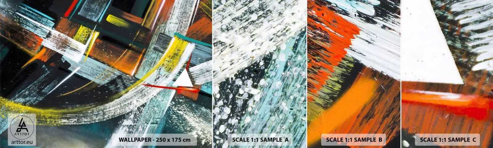 Mostră tapet autocolant Deluxe Sticker - Energia în mișcare - Abstracția, Bucată, Artă Modernă - 100x30 cm