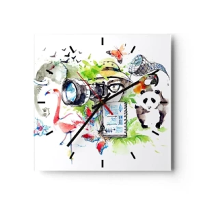 Ceas de perete - Ceas pe sticlă - Prin obiectivul unui călător - 40x40 cm