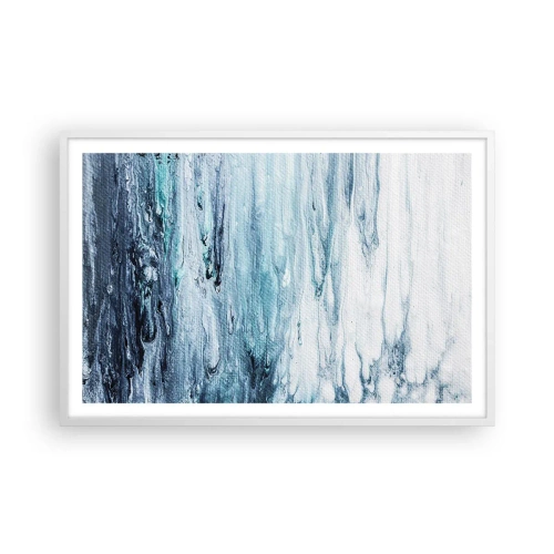 Poster în ramă albă - Țurțuri de albastru - 91x61 cm