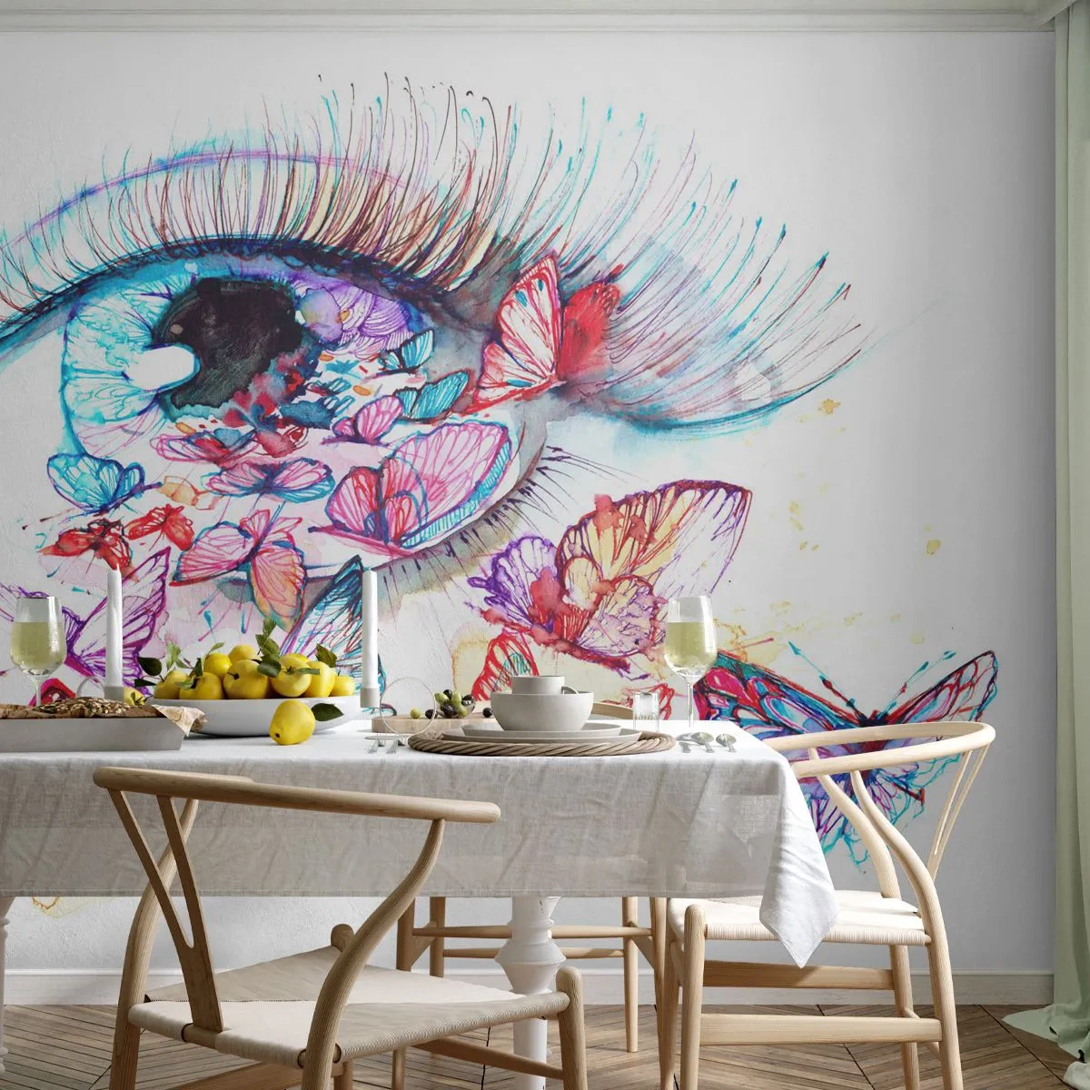 Tapet Autoadeziv Deluxe Sticker - Ochi de basm - Ochi de femeie, Fluture, Abstracția - 250x175 cm