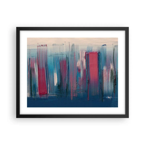 Poster în ramă neagră - Compoziție verticală în albastru și roșu - 50x40 cm